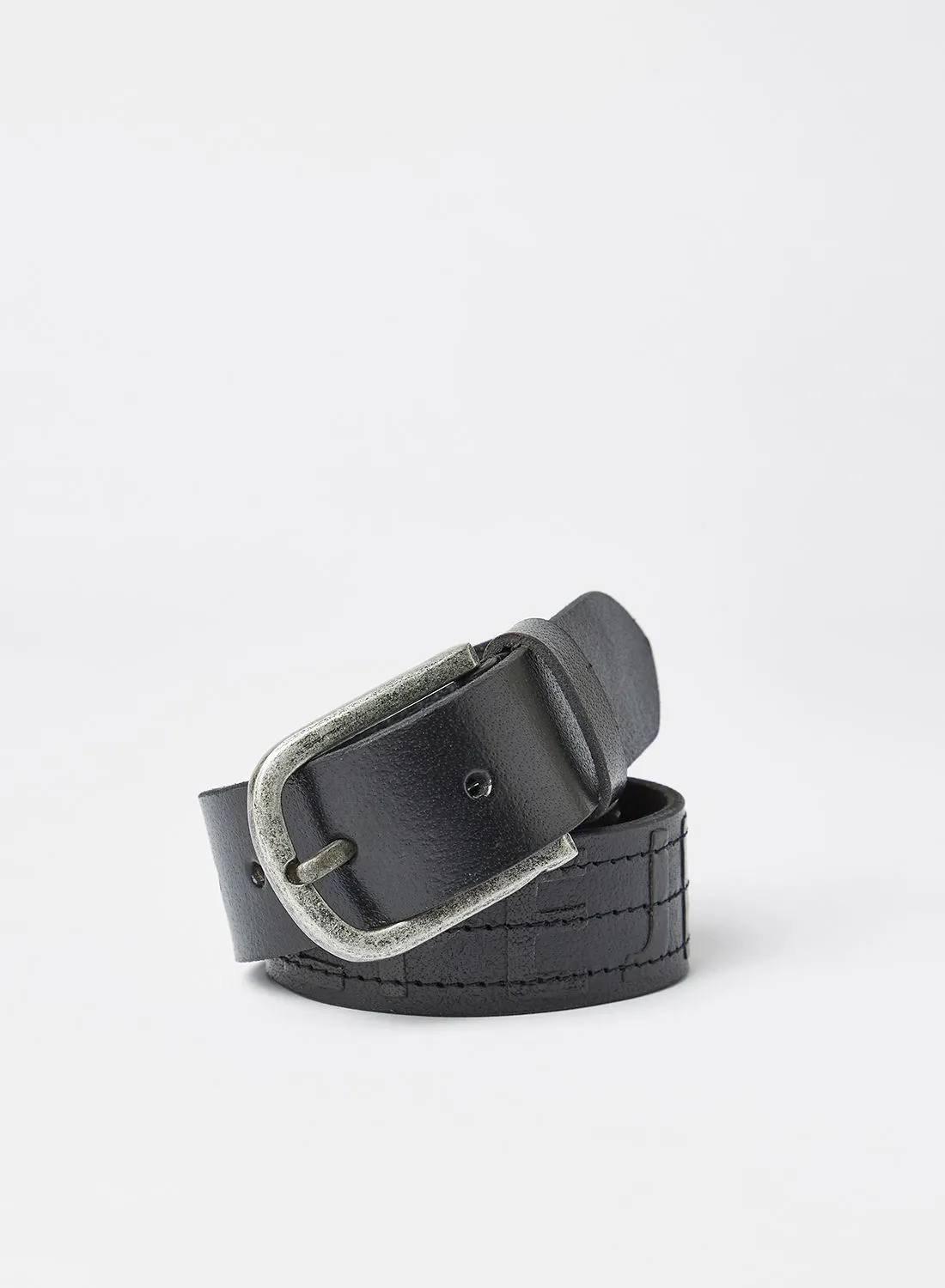 Pepe Jeans LONDON Embossed Leather Belt Black