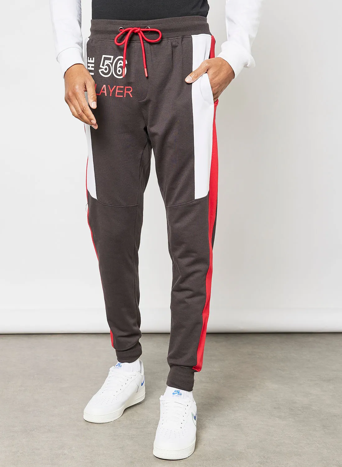 ABOF Regular Fit Joggers Grey/White/Red
