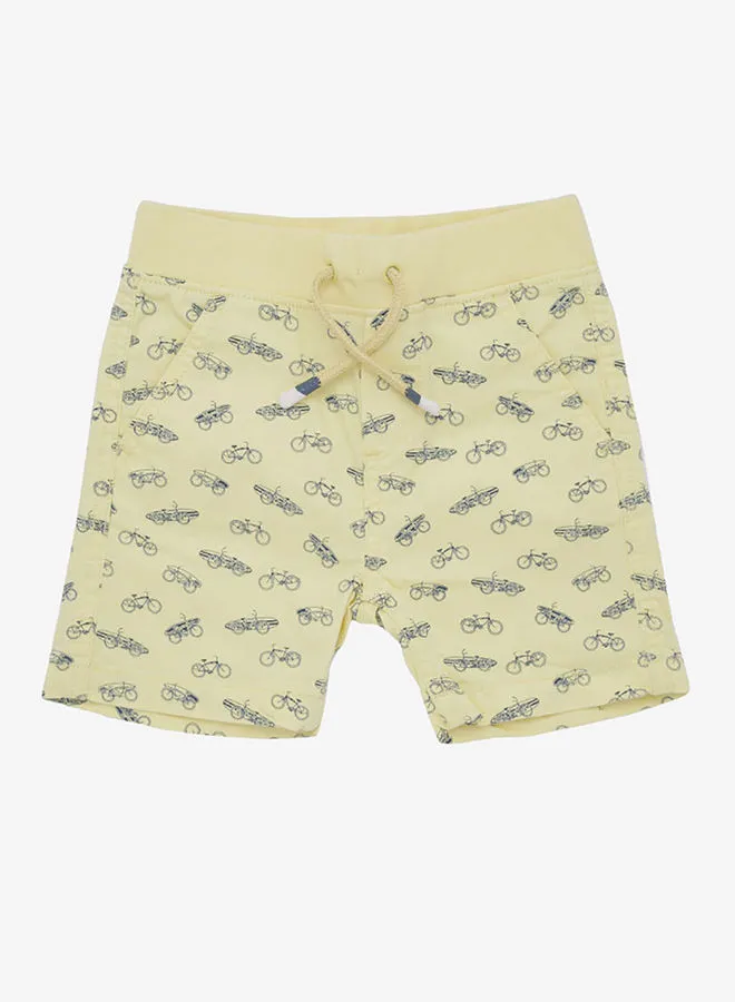 R&B All Over Printed Shorts With Pocket Detail And Drawstring Yellow