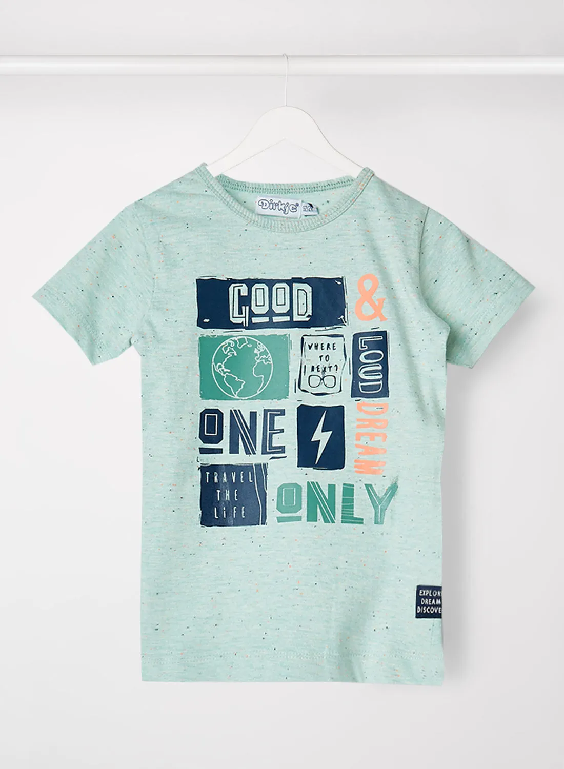 Dirkje Baby/Kids Graphic Print T-Shirt Light Sage Melange