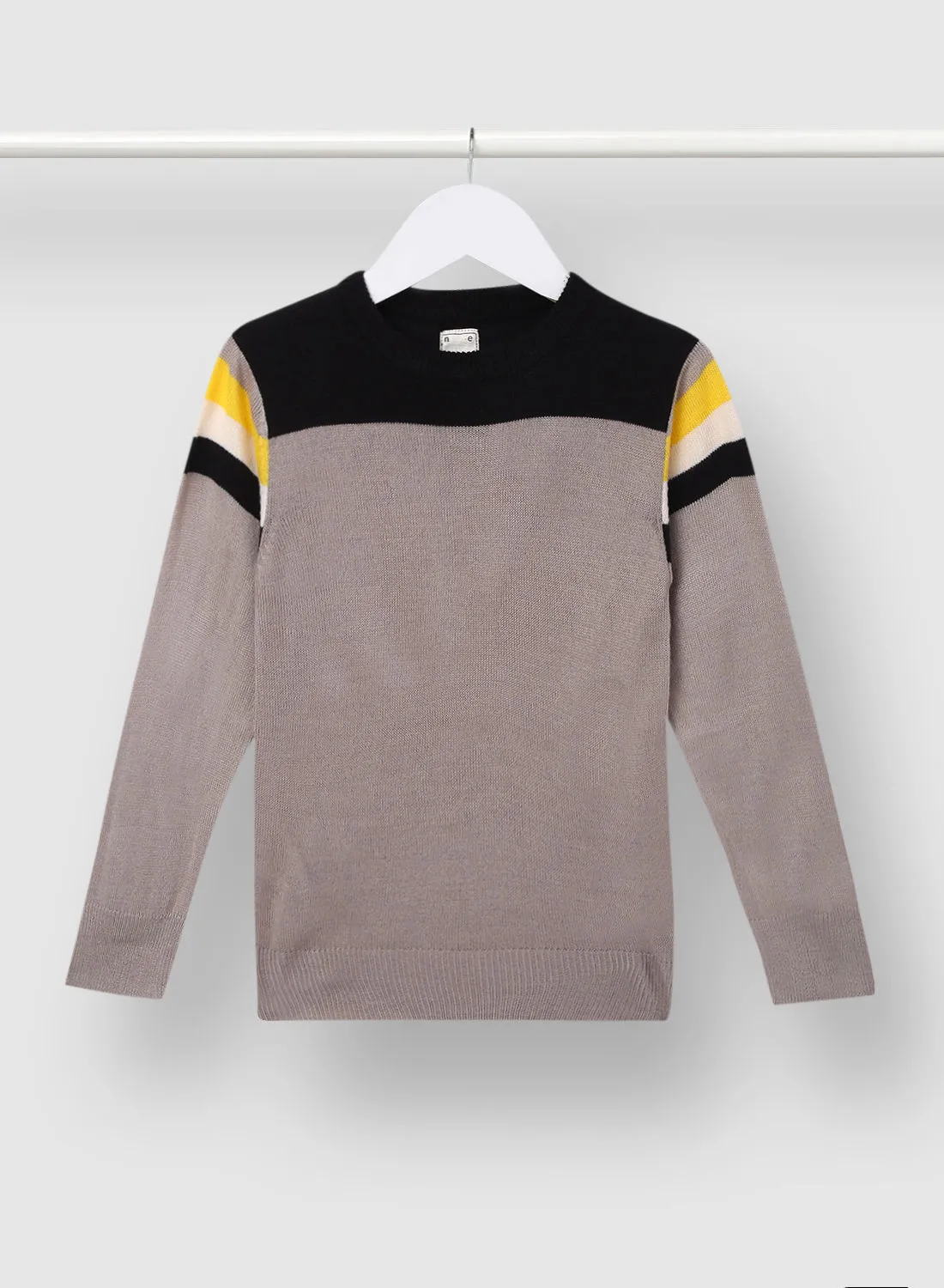 NEON Colourblock Pattern Crew Neck Sweater Grey/Black