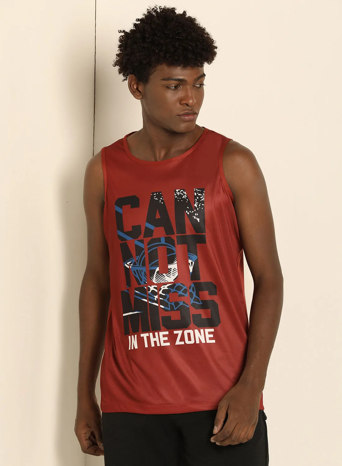 ABOF Basic Round Neck Can Not Miss In The Zone Printed Vest Red/Black/White
