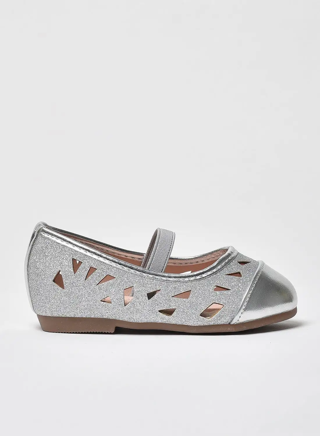 Aila Dyed Pattern Flat Ballerinas Silver