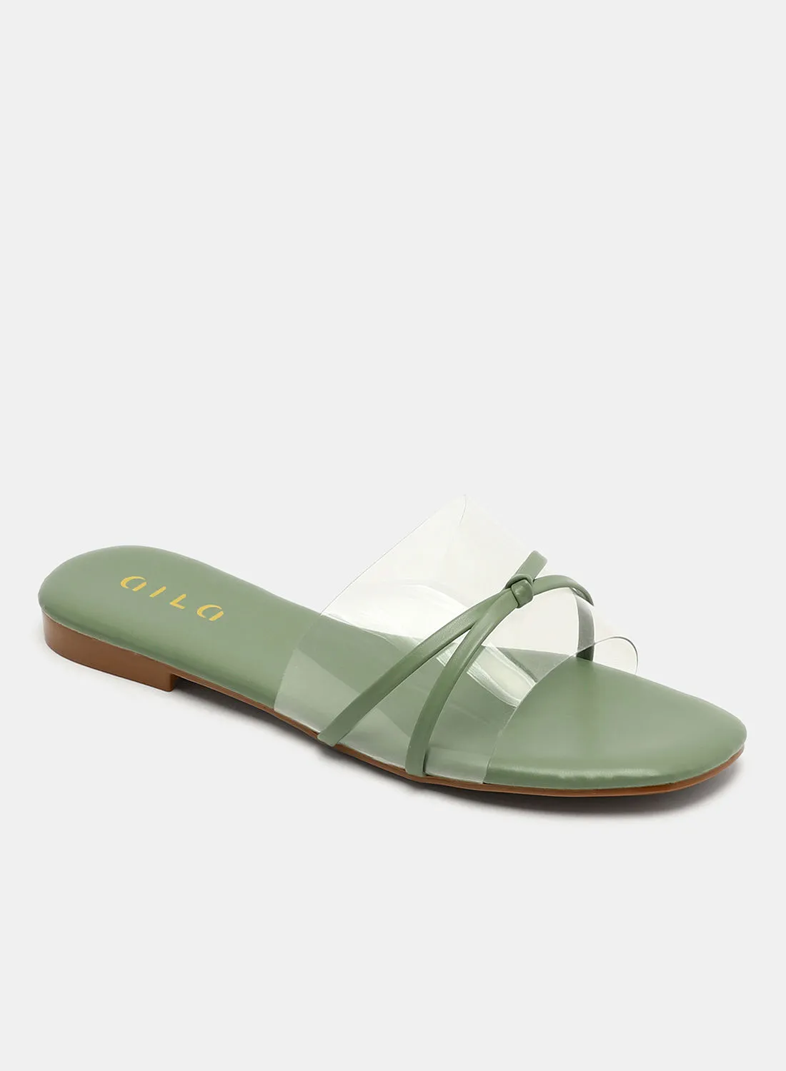 Aila Slip-On Casual Flat Sandals Green