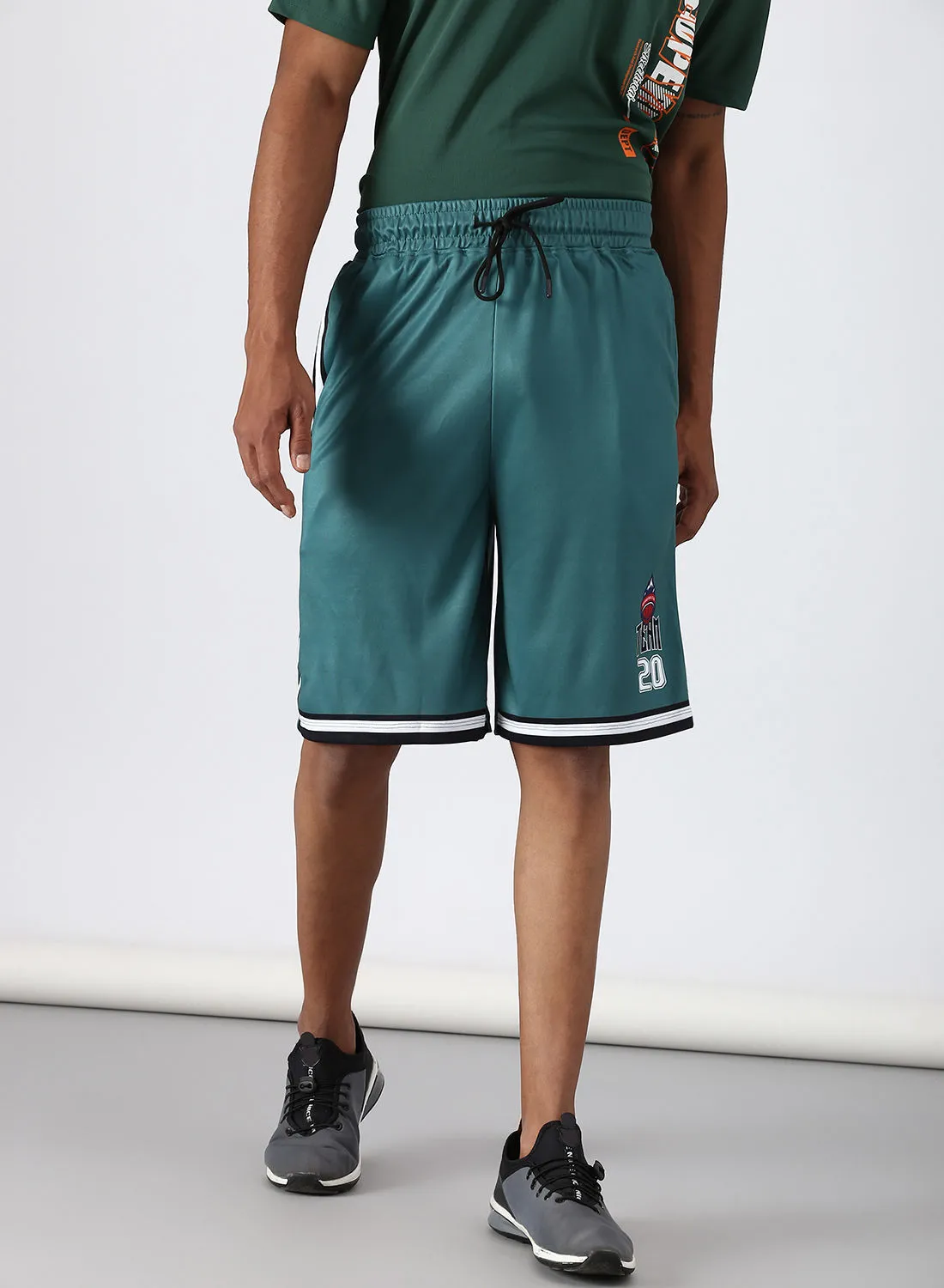 ABOF Active Wear Regular Fit Shorts Green