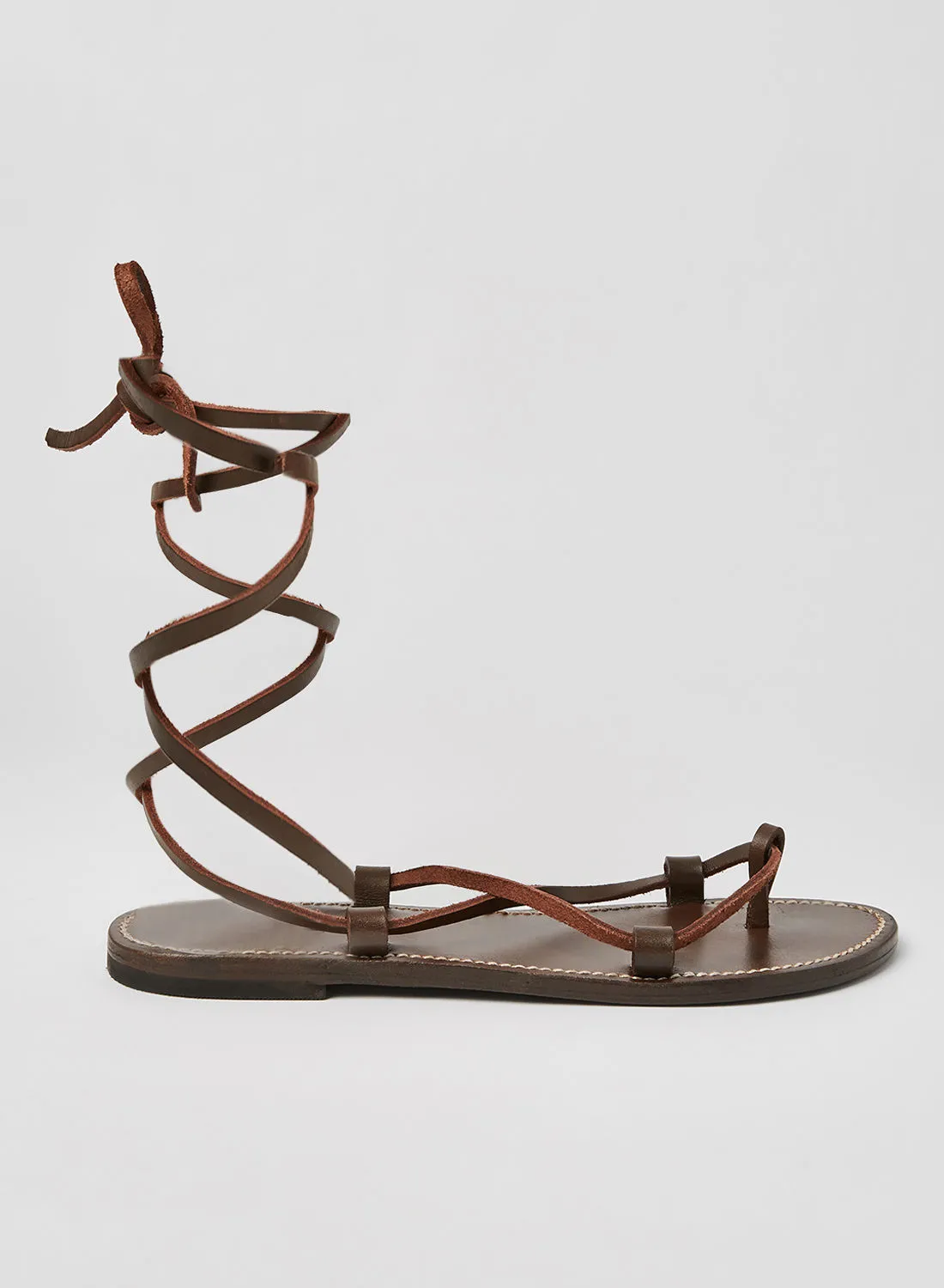 MANGO Leather Strappy Sandals Chocolate