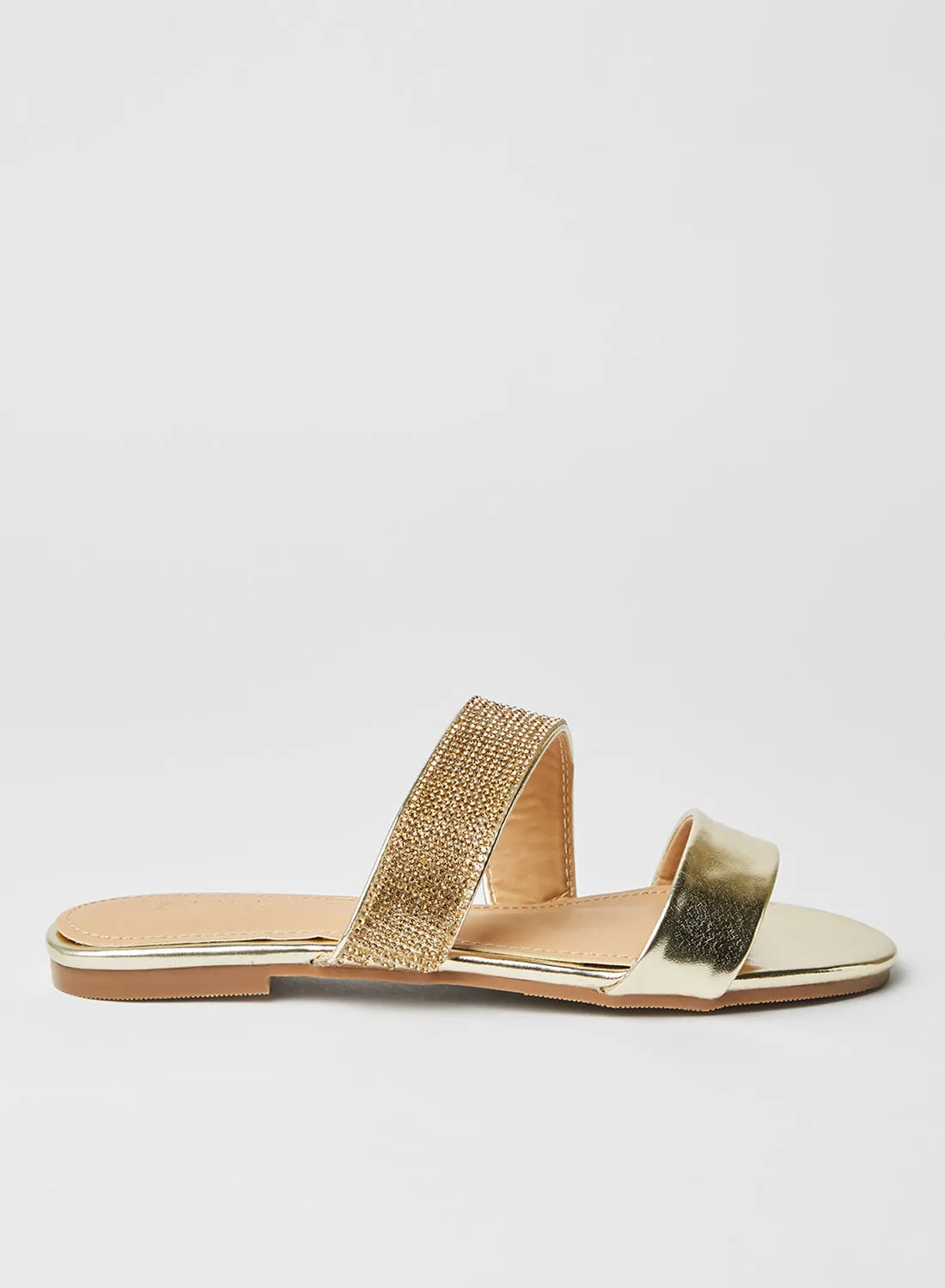 ZAHA Trendy Dyed Slip On Synthetic Flat Sandals Gold