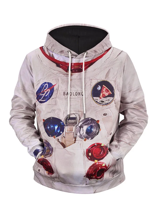 Mr.1991INC&Miss.GO 3D Creative Astronaut Print Long Sleeve Hoodie Multicolour