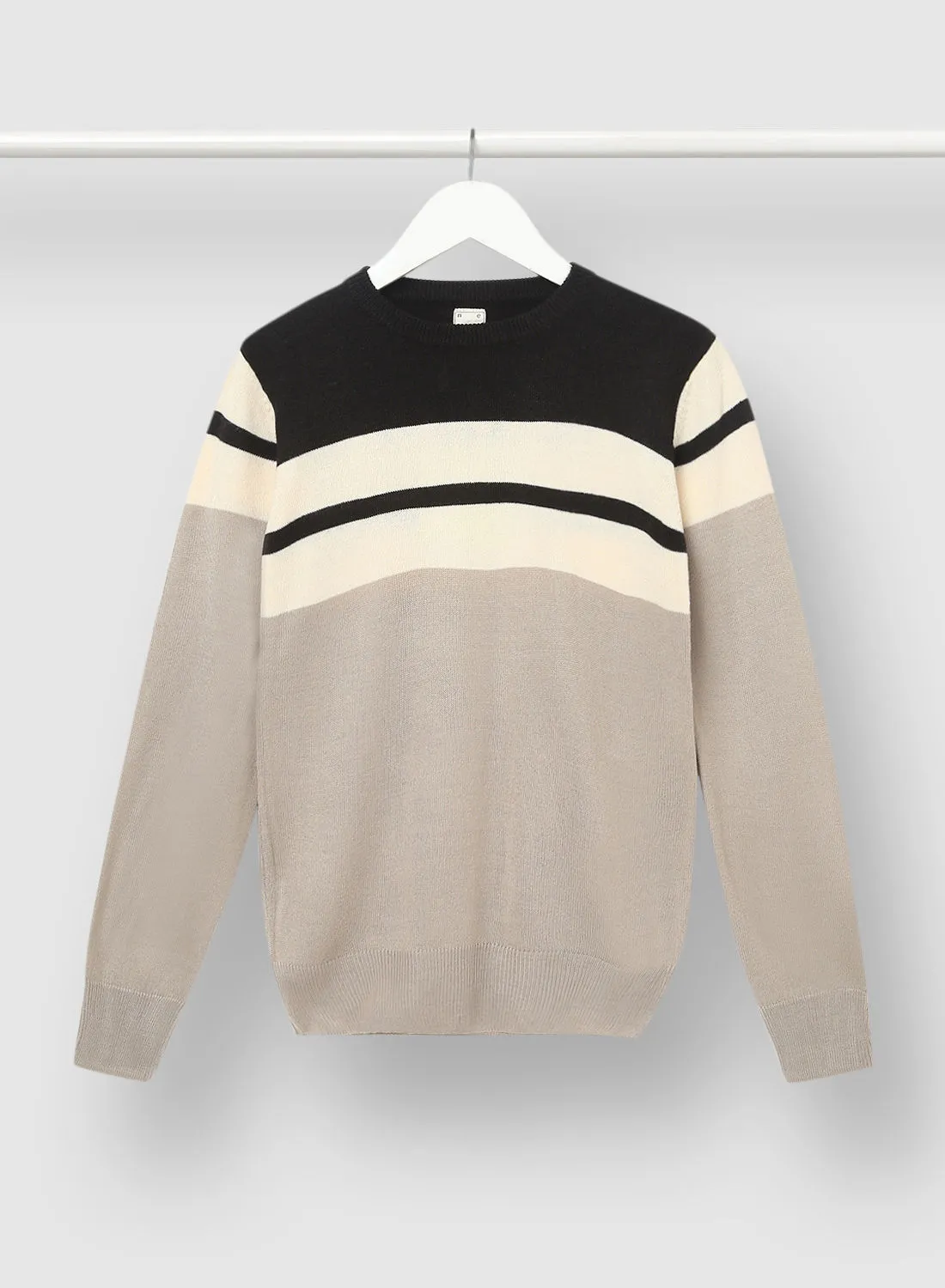 NEON Boy Casual Long Sleeve Sweater Black/Beige