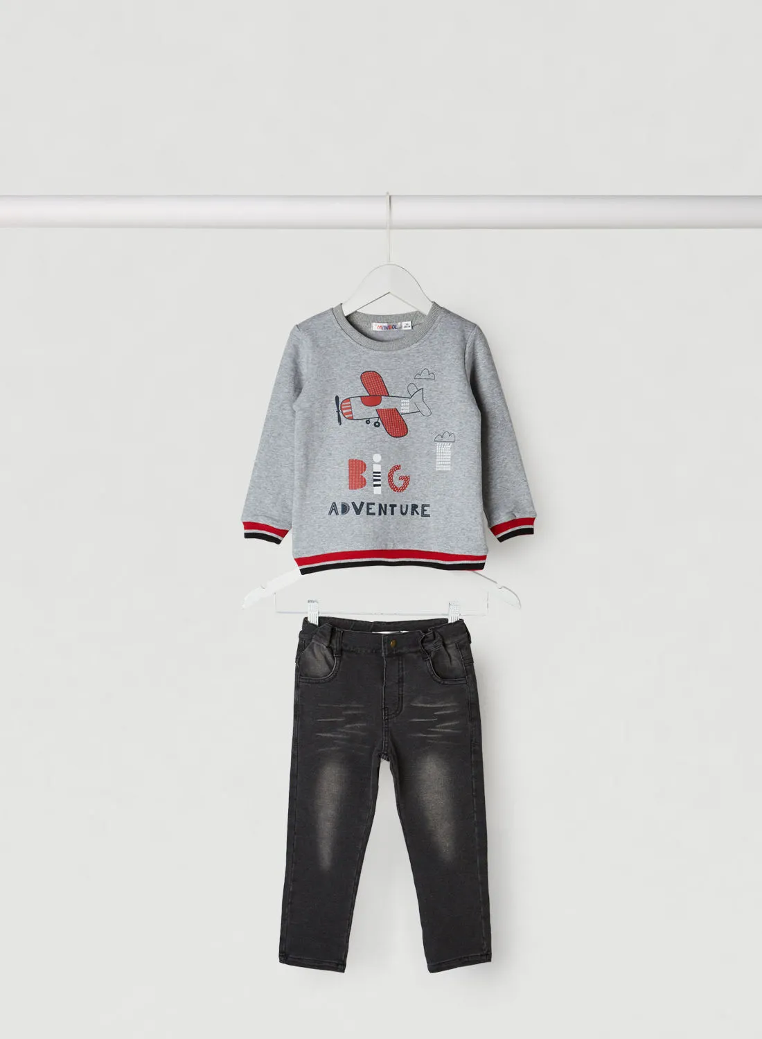 Babybol Kids Sweatshirt & Jeans Set (Set of 2) Grey