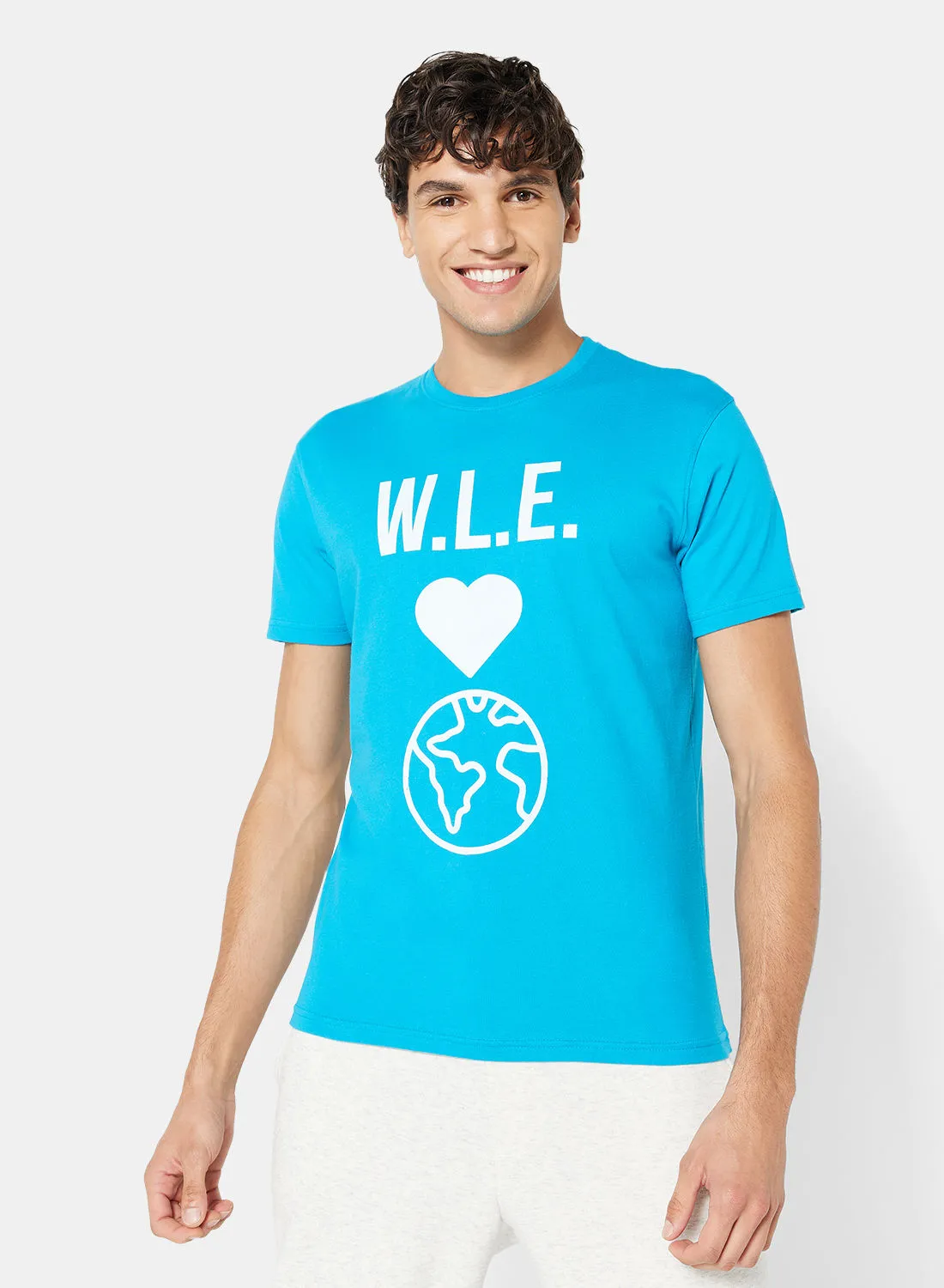 Sivvi x D'Atelier Eco-Friendly Graphic Crew T-Shirt أزرق تركواز