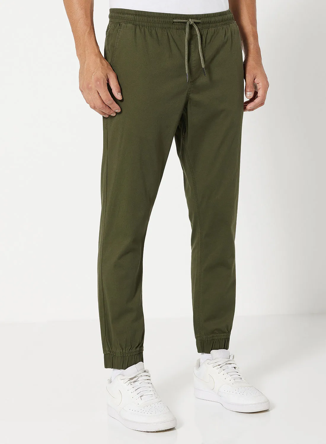 Noon East Solid Pattern Premium Joggers Military Green