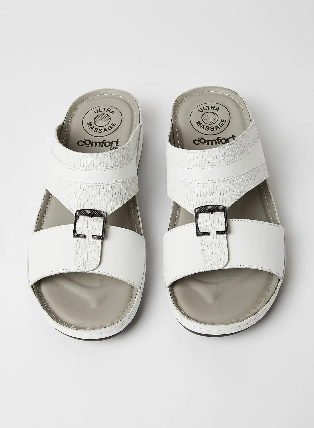 Comfort Plus Dual Textured Strap Sandals White