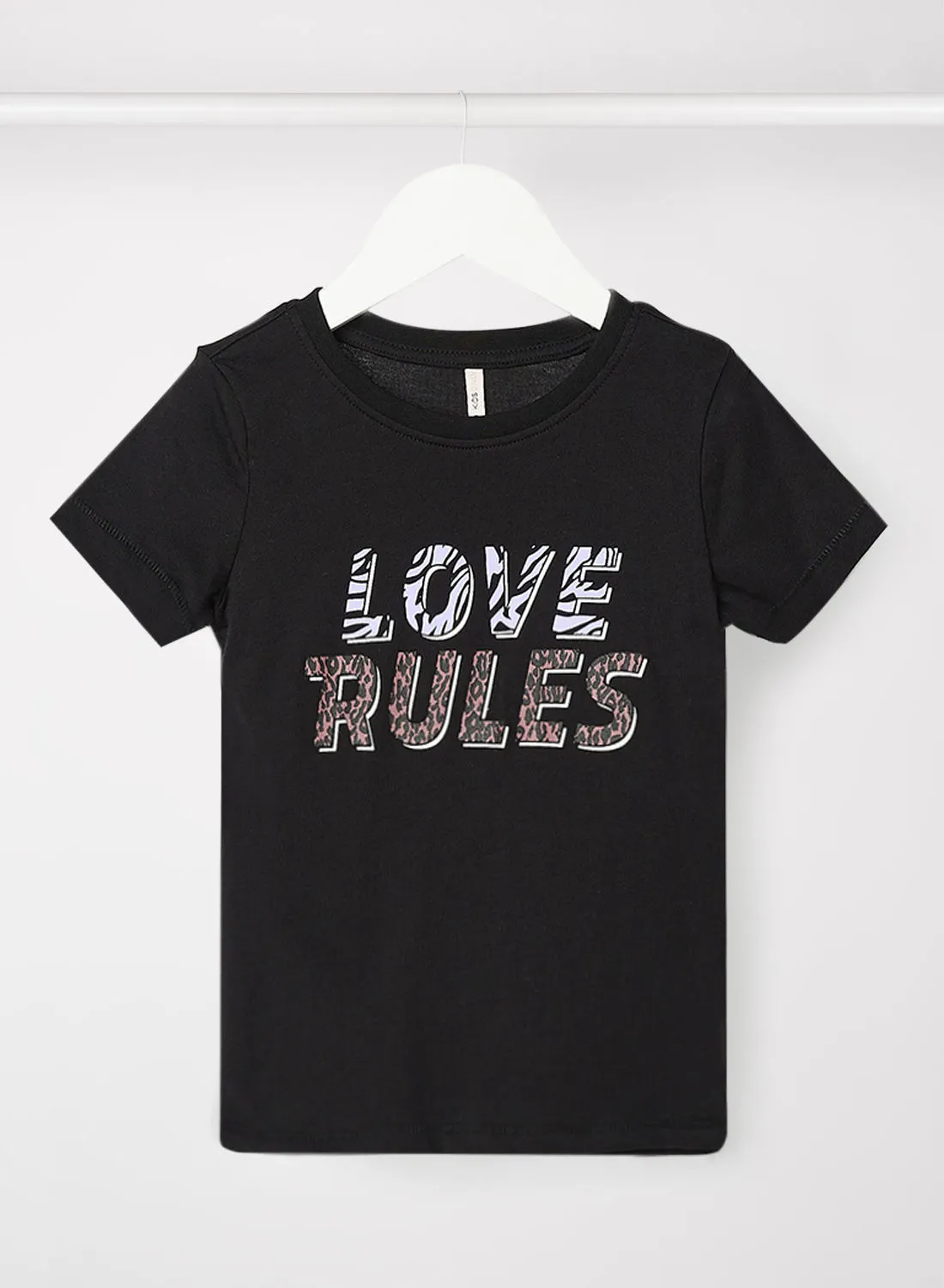 ONLY Kids/Teen Slogan Print T-Shirt Black