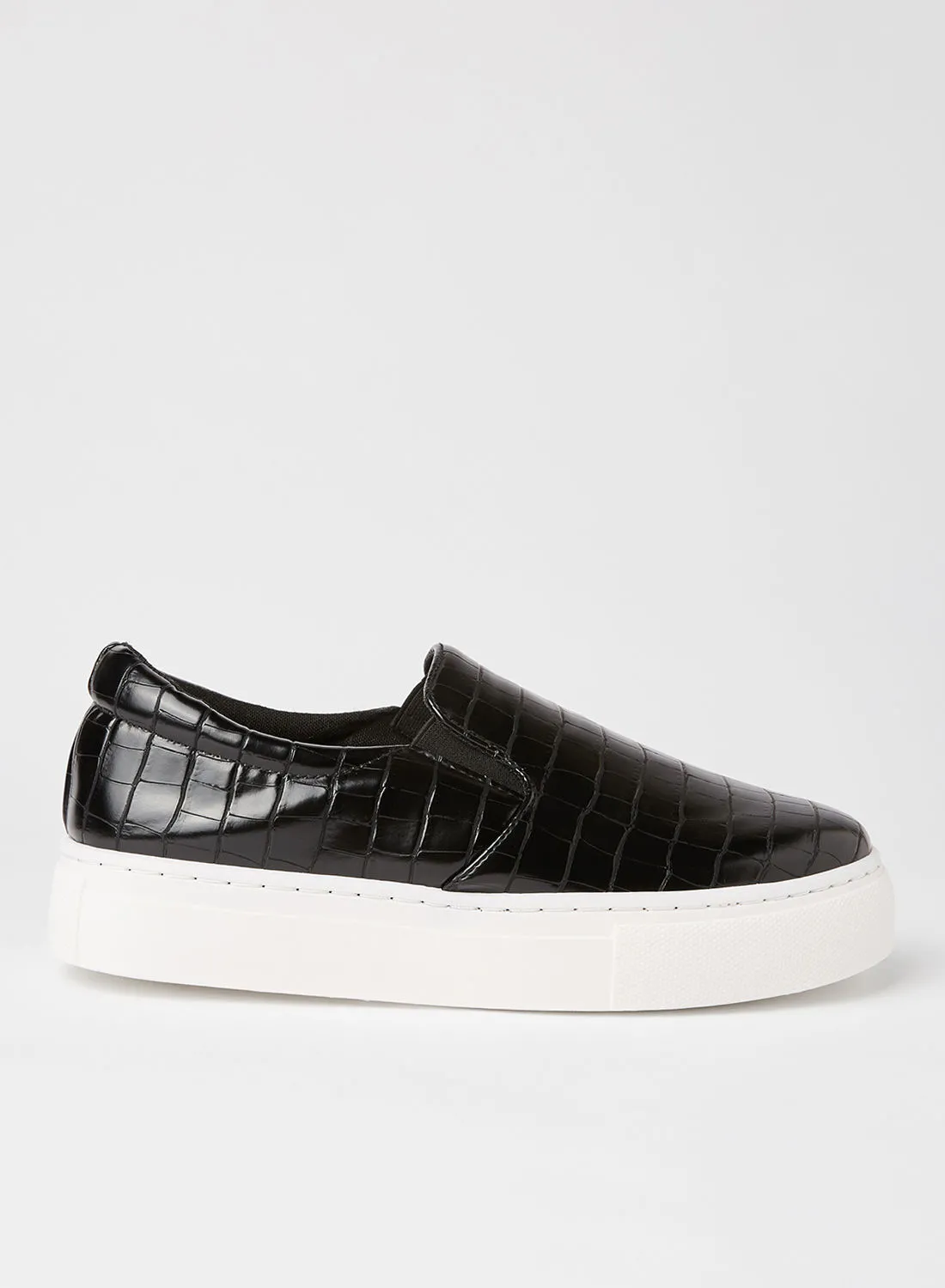 Qupid Royal Textured Slip-Ons Black