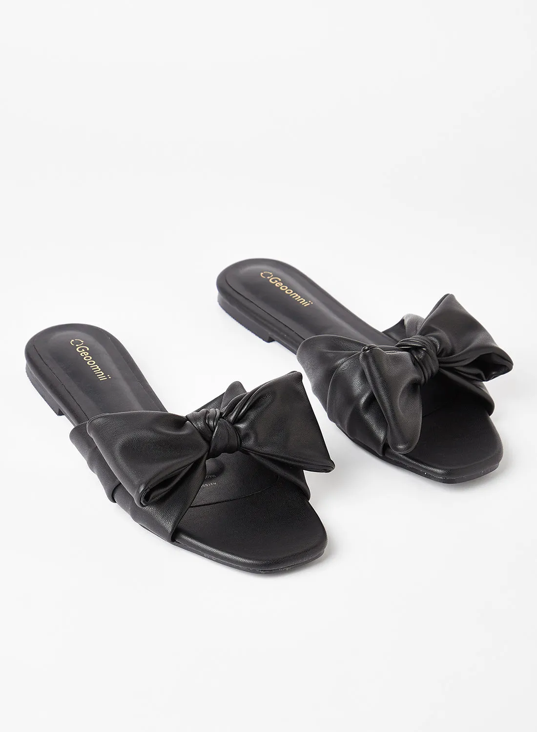 Geoomnii Comfortable Footbed Trendy Flat Sandals Black