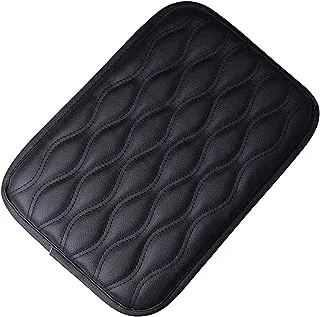 ECVV Auto Center Console Cover Pad PU Leather Waterproof Car Armrest Cover, Universal Fit for SUV/Truck/Car, Car Accessories (Black)