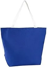 PSA Fashion 100٪ قطن 12 أونصة قماش شديدة التحمل حقيبة بقالة كبيرة جدًا حقيبة تسوق على الشاطئ حقيبة تسوق باللون الأزرق الملكي 1 قطعة
