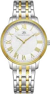 Kenneth Scott Men's Quartz Movement Watch, Analog Display and Stainless Steel Strap - K22029-TBTW, Two Tone Gold