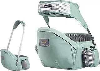 SONARIN Hipseat Baby Carrier,Ergonomic Waist Stool Seat Pure Cotton Hip Seat Carrier with Safety Belt Protection & Single Shoulder Strap,Multi Positions for Infant Toddler Child(Green)