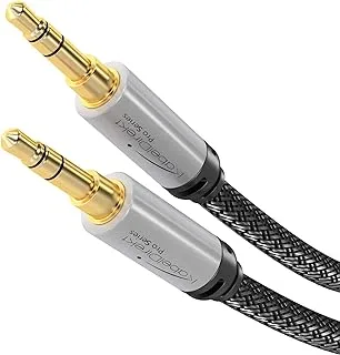 Aux cable – 0.6m – 3.5mm audio cable, designed in Germany with break-proof metal plug (headphone cable & aux cable for car/iPhone/laptop, jack to jack cable, aux to aux cable, nylon) – by CableDirect