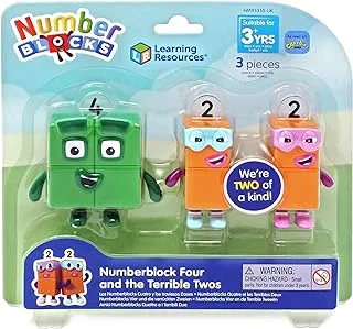 Learning Resources Numberblocks Four and the Terrible Twos, Official Collectible Toys, Includes Numberblocks Four and 2 x the Terrible Two, With Posable Arms for Realistic Play, Suitable for Display