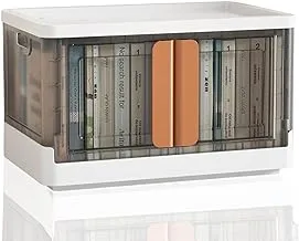 Collapsible Storage Bins-Storage Bins with Lids, 8.5Gal Plastic Clear Storage Bins with lids, Stackable Closet Organizer, Office Organization, Folding Storage Box for Home Kitchen Organizing- 1 Pack