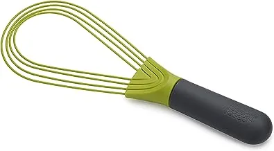 Joseph Joseph 10539 Twist Whisk 2-In-1 Collapsible Balloon and Flat Whisk Silicone Coated Steel Wire, Gray/Green, One Size