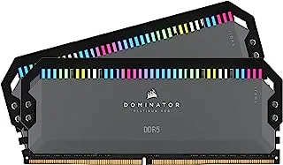 ذاكرة الوصول العشوائي CORSAIR DOMINATOR PLATINUM RGB DDR5 بسعة 32 جيجابايت (2 × 16 جيجابايت) وسرعة 5200 ميجاهرتز CL40 AMD EXPO iCUE المتوافقة مع ذاكرة الكمبيوتر - رمادي (CMT32GX5M2B5200Z40)