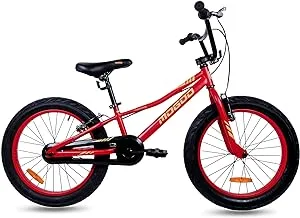 دراجة Mogoo Navigator Kids Fat 3.0 بوصة للفتيات والفتيان من عمر 8-10 سنوات، دراجة MTB، مقعد قابل للتعديل، فرامل يد، عاكسات، لون أحمر، 20 بوصة مع مسند، هدية للأطفال