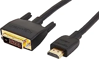 كابل محول Amazon Basics HDMI إلى DVI، ثنائي الاتجاه 1080 بكسل، مطلي بالذهب، أسود، 0.9 متر، عبوة واحدة