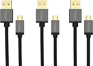 KabelDirekt – كابل Micro USB 3 × 1.8 متر (USB 2.0، كابل المزامنة والشحن، نايلون) سلسلة PRO