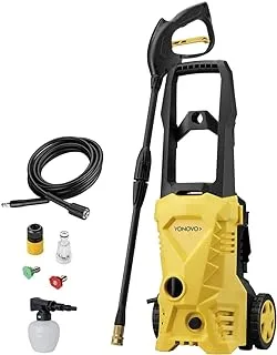Yonovo Heavy Duty High Pressure Washer 1650W|Electric Pressure Washer for Car, Home,Garden| Cleaner with Tigger gun,Hose and Soap Dispenser,Nozzle cleaning needle-Yellow