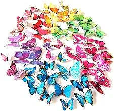 ECVV 96PCS 3D Colorful Butterfly Wall Stickers Removable Butterfly Wall Decor Butterflies DIY Art Decor Crafts for Party Kids Baby Boy Girls Bedroom Classroom Offices