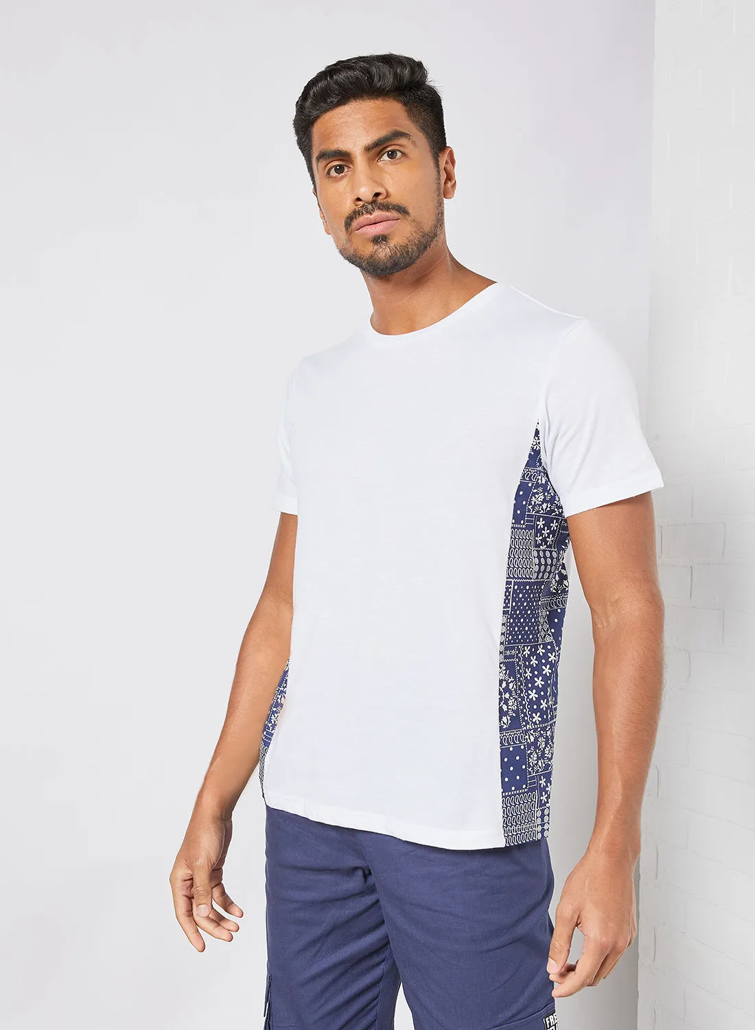 QUWA Side Panelled T-Shirt White/Blue