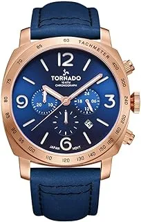 Tornado Men's Japan Quartz Movement Watch, Chronograph Display and Suede Leather Strap - T9102-RLNN, Blue