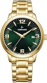 Tornado Men's Japan Quartz Movement Watch, Analog Display and Stainlesss Steel Strap - T9006B-GBGH, Gold