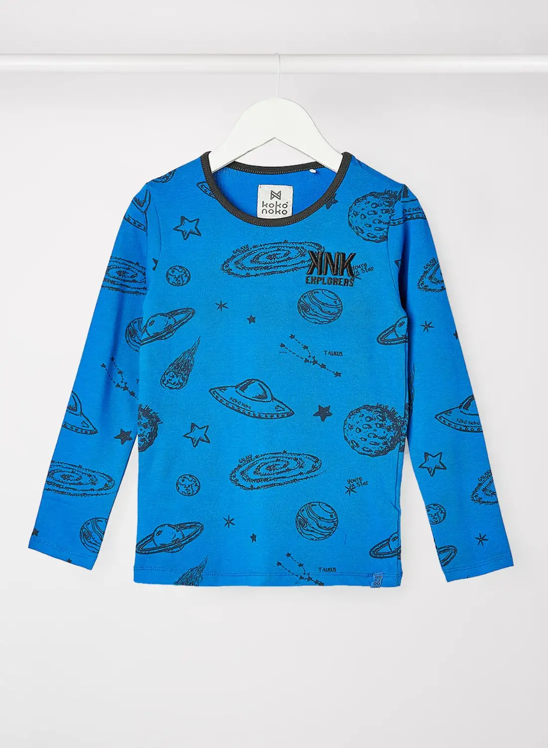 koko noko Kids / Teen Space Print T-Shirt أزرق