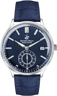 Beverly Hills Polo Club Men's Quartz Movement Watch, Multi Function Display and Leather Strap - BP3260X.499, Blue