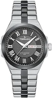 Tornado Men's Japan Quartz Movement Watch, Analog Display and Stainless Steel Strap - T8007B-YBYB, Titanium