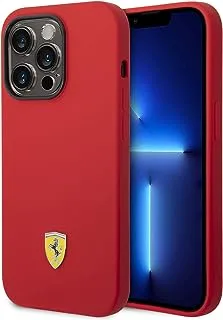 CG Ferrari Compatible With Magsafe Liquid Silicone Case With Metal Yellow Logo Shield, Shockproof, Anti-Scratch With Extra Shield Protection Compatible with iPhone 14 Pro
