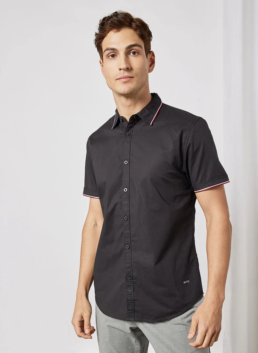 ABOF Regular Fit Short Sleeve Shirt Sable Black