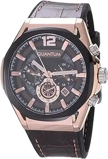 Quantum Men's Quartz Movement Watch, Analog Display and Silicone Strap - PWG970.852, Brown
