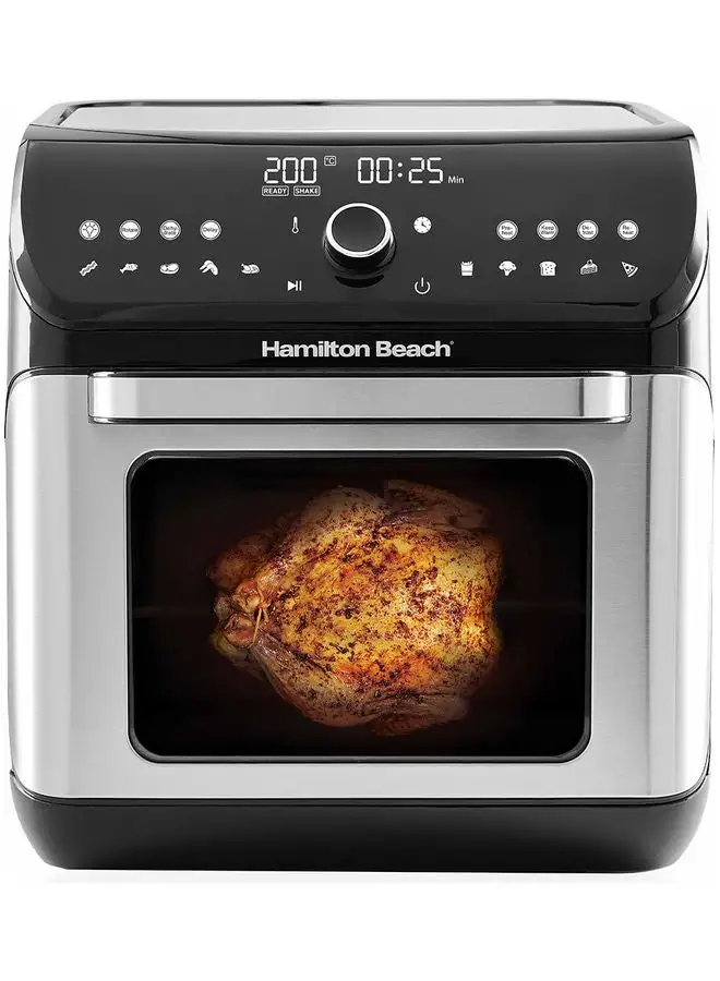 Hamilton Beach Digital Air Fryer Oven, 16 Cooking Modes And 7 Accessories To Airfry, Bake, Roast, Rotisserie Grill, Toast, Dehydrate, Defrost, Reheat, Keep Warm 12 L 1500 W AF1212-ME Black/Silver