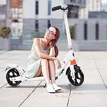 Kids/Adult Scooter with 3 Seconds Easy-Folding System, 220lb Folding Adjustable Scooter with Disc Brake and 200mm Large Wheels (White)