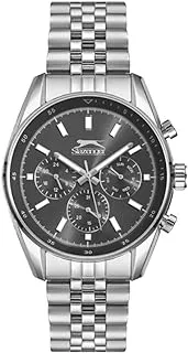 Slazenger Men's Quartz Movement Watch, Multi Function Display and Metal Strap - SL.9.6507.2.01, Silver