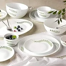 British Chef 21 Pieces Opalware Dinner Sets- Microwave & Dishwasher Safe- Botanica Dinnerware set with 6 Full Plate/6 Side Plate/6 Vegetable Bowl/2 Serving Bowl/1 Rice plate - White