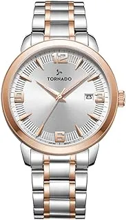 Tornado Men's Japan Quartz Movement Watch, Analog Display and Stainlesss Steel Strap - T9006B-KBKW, Two Tone Rose Gold