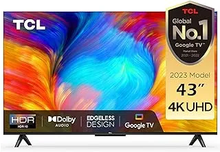 TCL 43 Inch 4K UHD Smart TV, Google TV with Built-in Chromecast & Assistance, Hands-free Voice Control, Dolby Audio, HDR10, Micro Dimming technology, Edgeless Design, 43P635 (2023 Model)