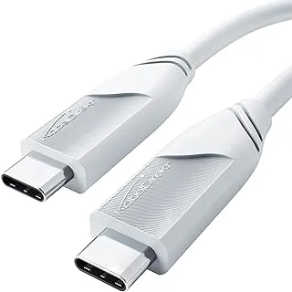 كابل USB C الكل في واحد 8K، USB4، للشحن السريع - 2 متر (ينقل البيانات والفيديو بسرعة 40 جيجابت/ثانية، 100 واط من طاقة الشحن، كابل بيانات/شحن/شاشة عالمي، أبيض) بواسطة CableDirect